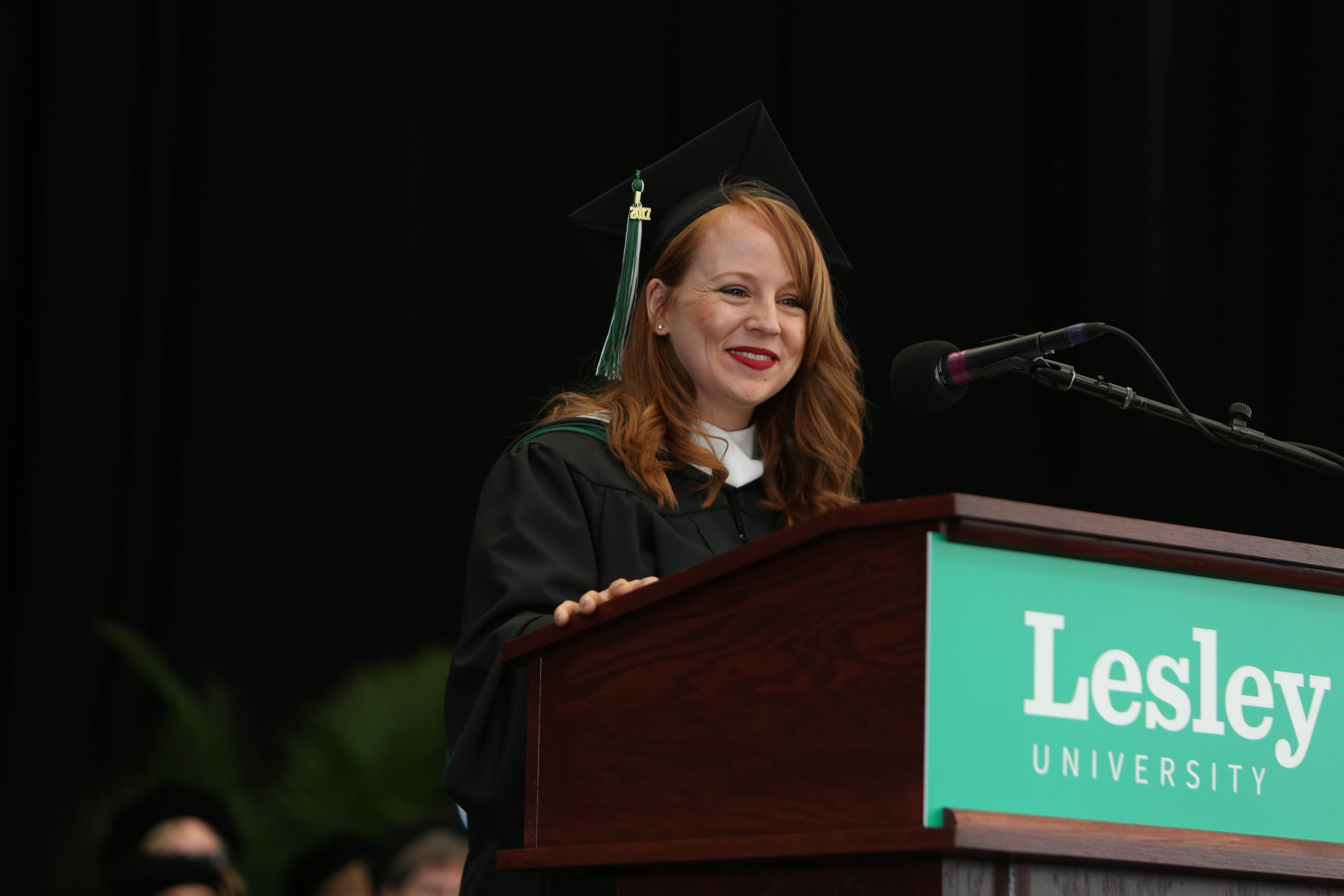 Student speaker Megan Shaffer urged her peers to find the “balance between planning and letting go.”