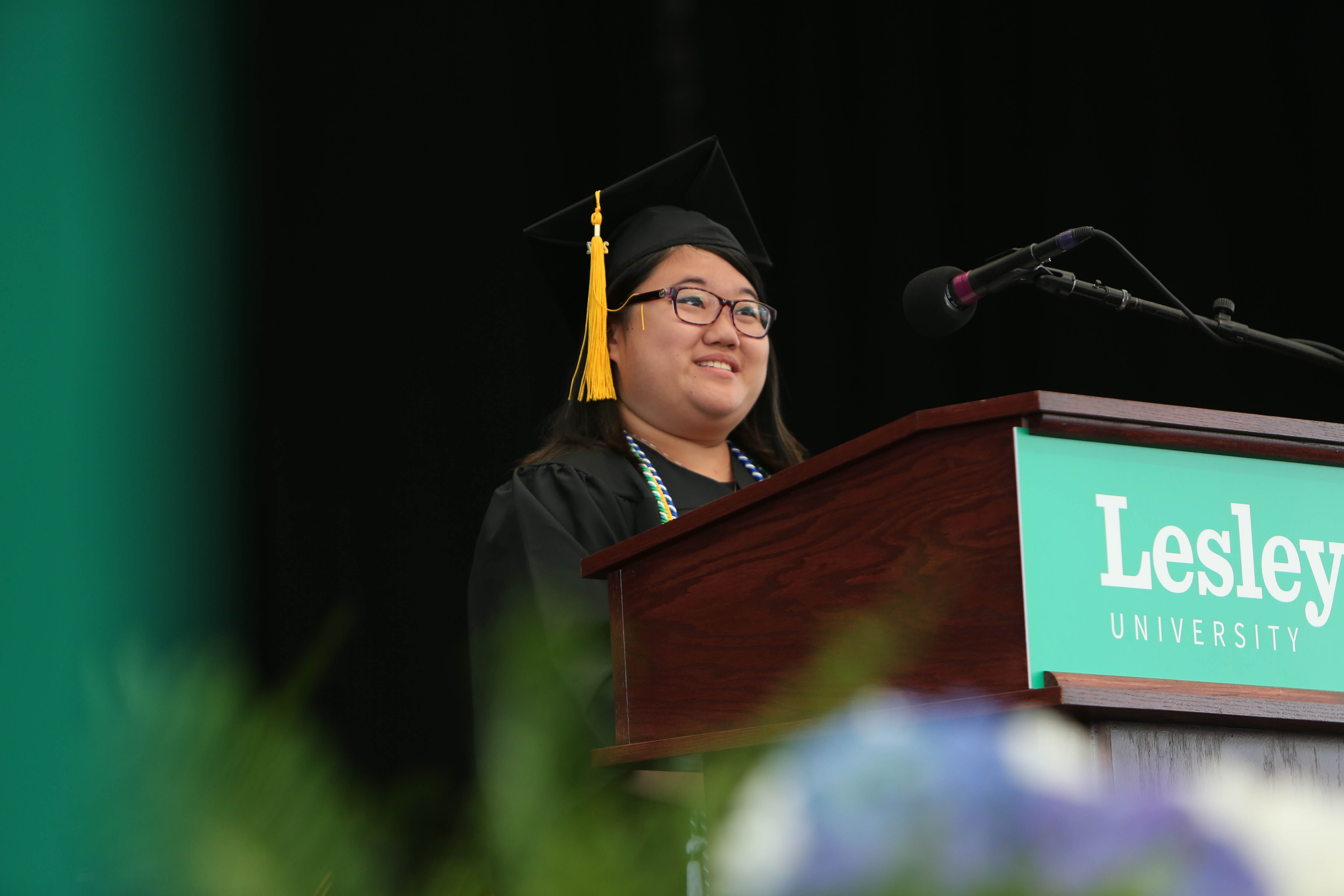 Student speaker Yoo-Ra Herlihy said her classmates “speak their minds” when they see problems.