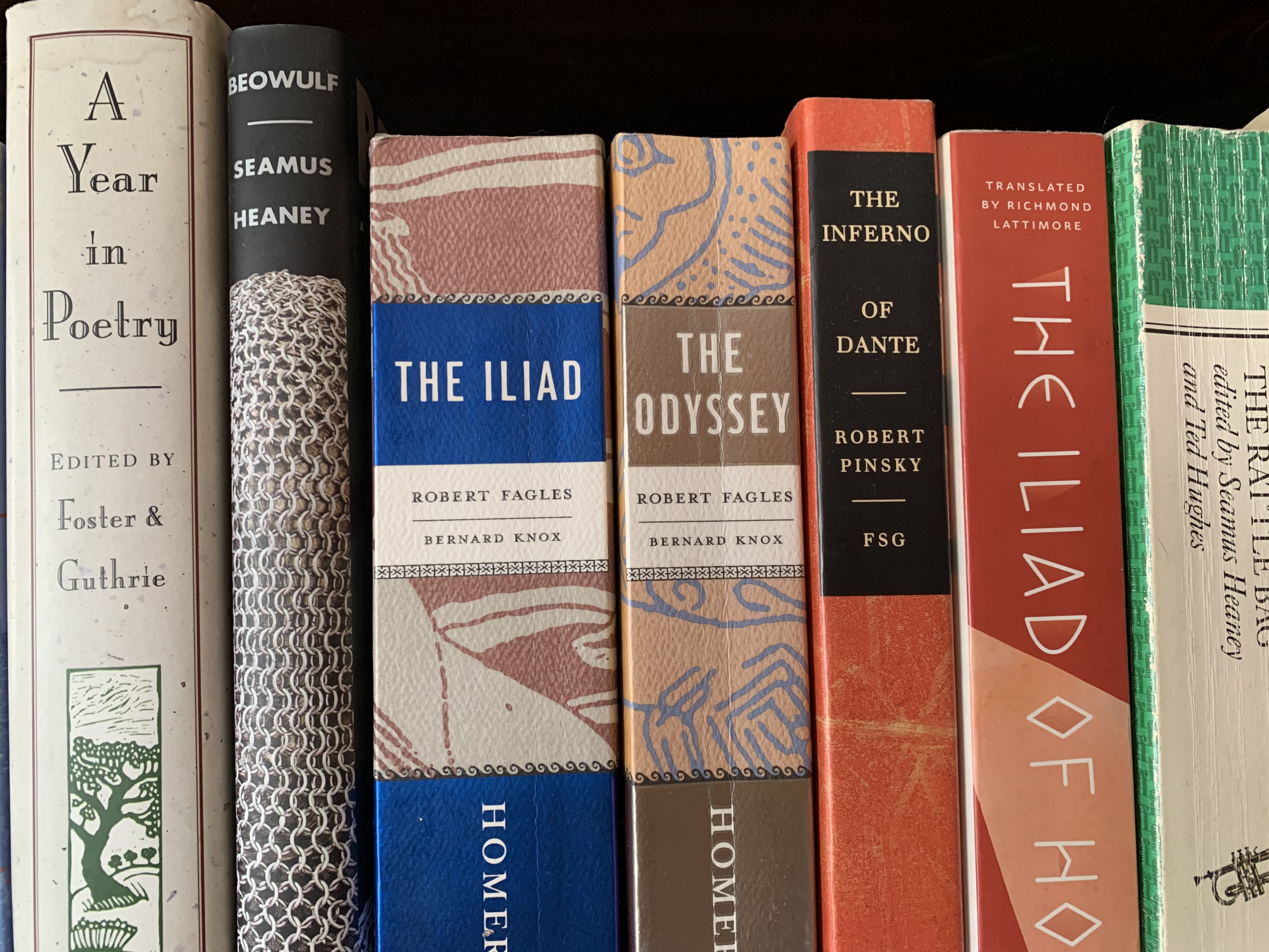 A shelf of classic works of literature