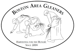 The logo features a drawing of three people leaning down to glean the harvest.
