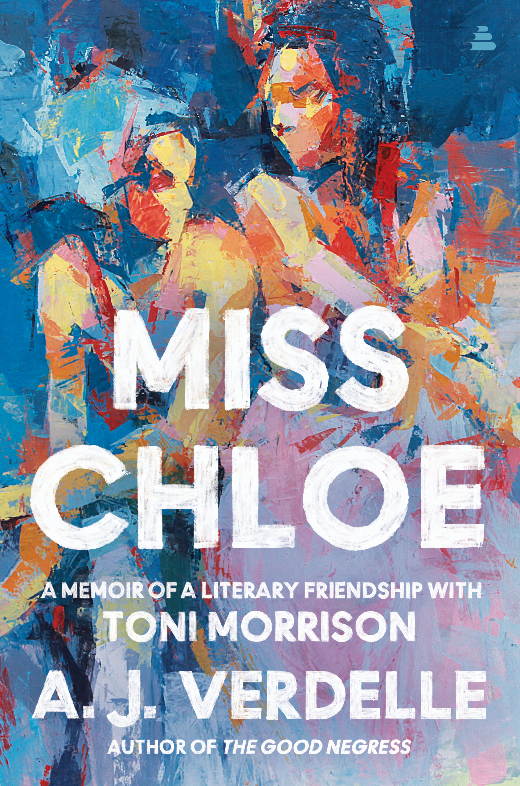 "Miss Chloe" book cover with abstract oil painting of two women