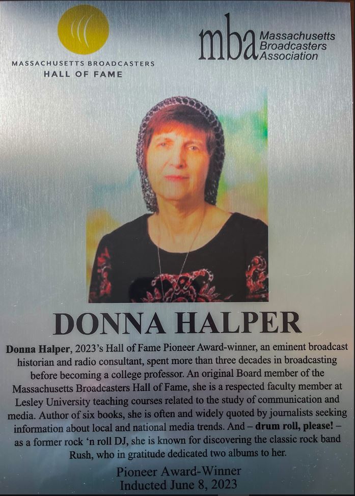 plaque of Donna Halper
