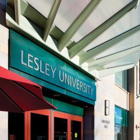 lesley uhall building entrance sign