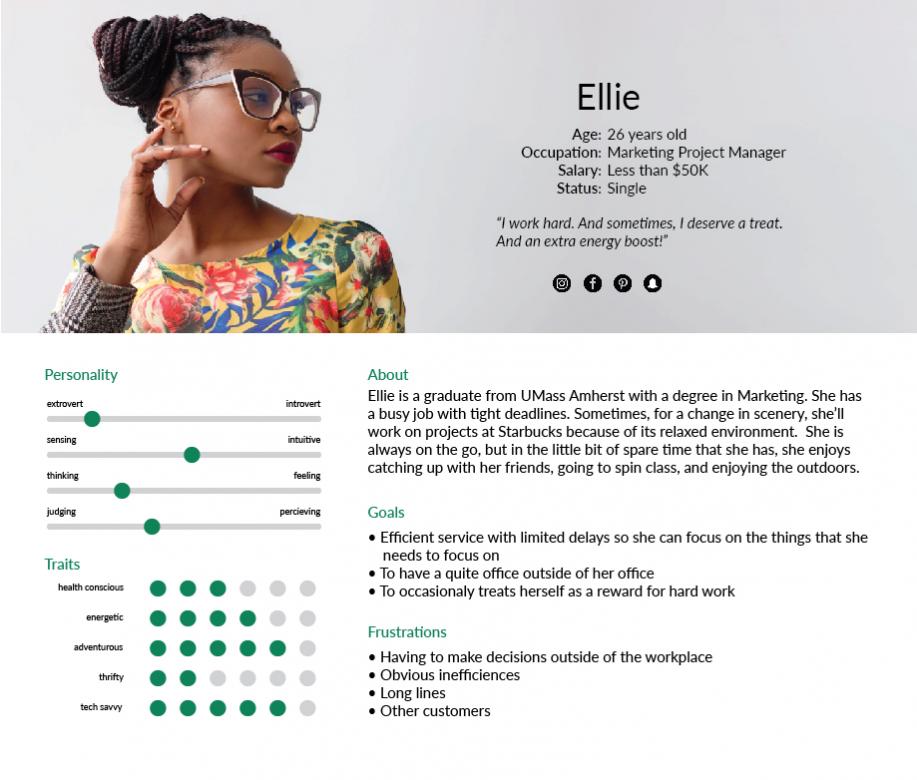 User profile with headshot of woman and text laidout describing who she is.