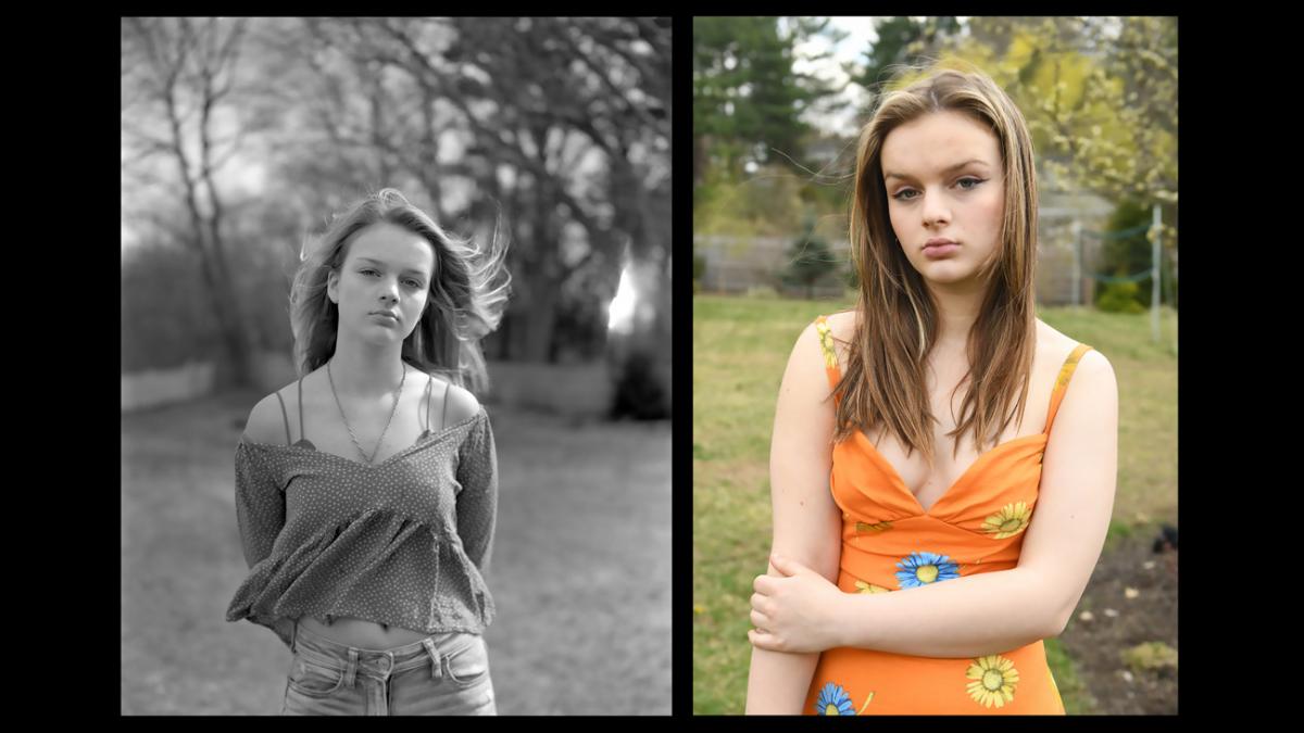 Two portraits of a teenage girl