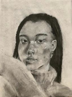 A fine arts portrait drawing by Nina McNinch, a student in the Lesley Pre-College program.