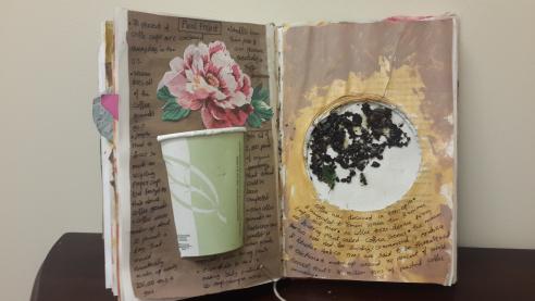 floral collage made from a journal