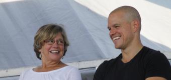 Lesley’s Dr. Nancy Carlsson-Paige and her son, Matt Damon, are pictured at the Save our Schools Rally in Washington, D.C.