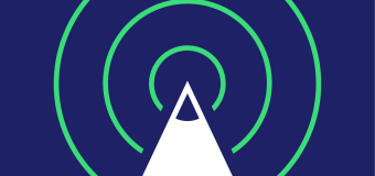 A logo with pencil surrounded by broadcast circles