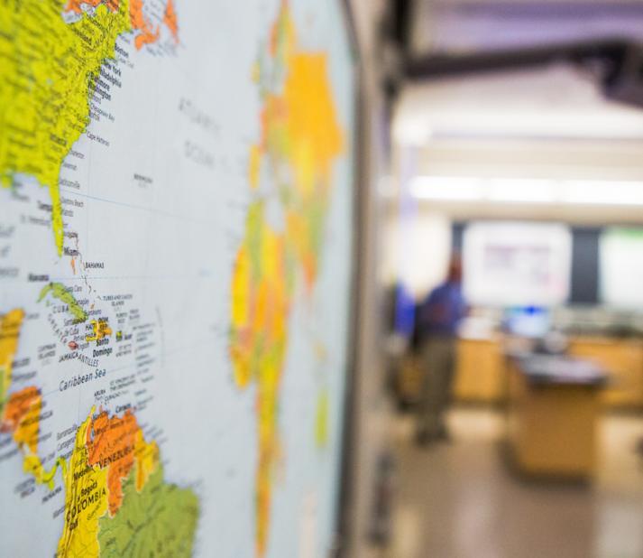 world map in a classroom