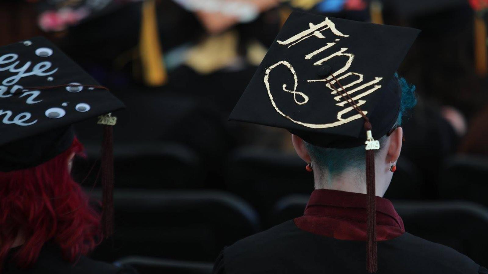 2022 Commencement mortarboard finally message Lesley University