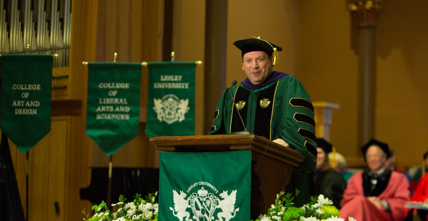 President Jeff A. Weiss delivers his inaugural address on March 25, 2017.