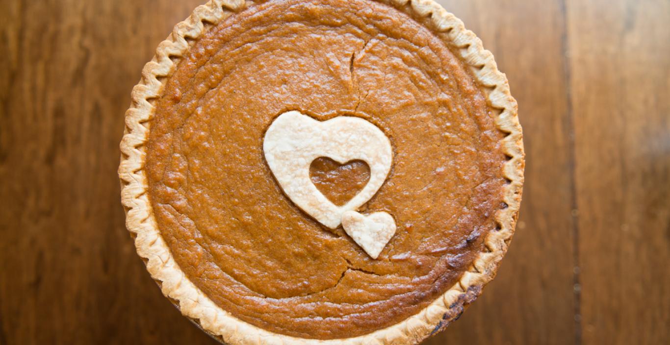 Sweet potato pies with a piece of heart-shaped dough in the center.