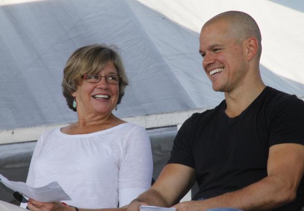 Lesley’s Dr. Nancy Carlsson-Paige and her son, Matt Damon, are pictured at the Save our Schools Rally in Washington, D.C.