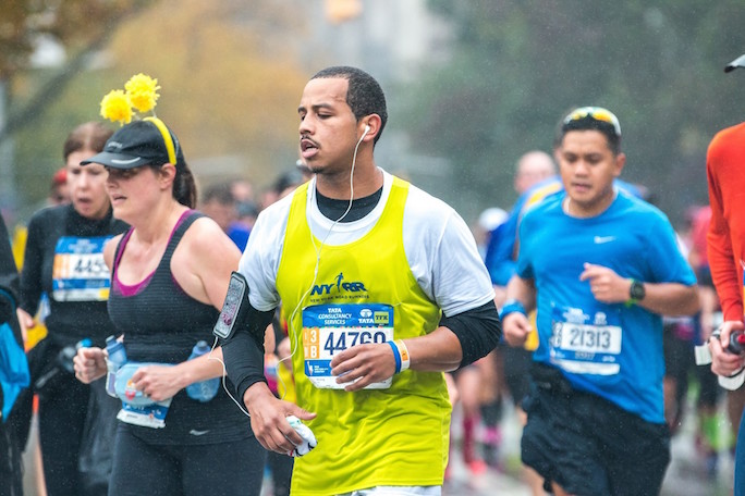 Jeremy Colon, Lesley University alum, runs the New York Marathon.