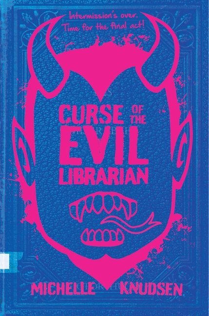 Curse of the Evil Librarian book cover- hot pink outline of a demon with the title in the middle