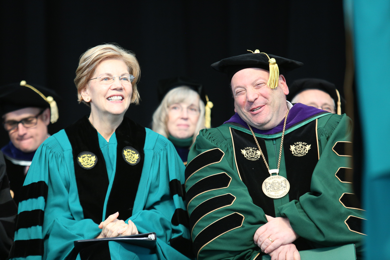 Sen. Elizabeth Warren and President Jeff Weiss 