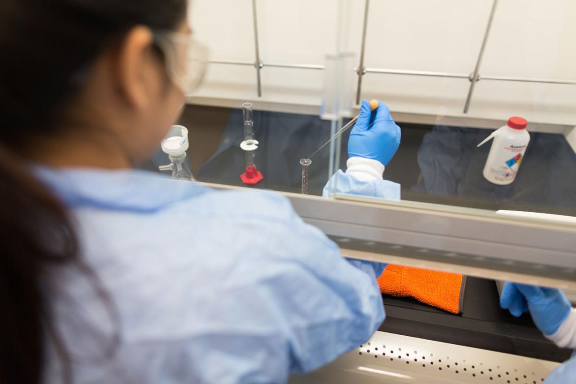 student in chemistry lab