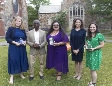 2022 Alumni Award winners with President Janet L. Steinmayer