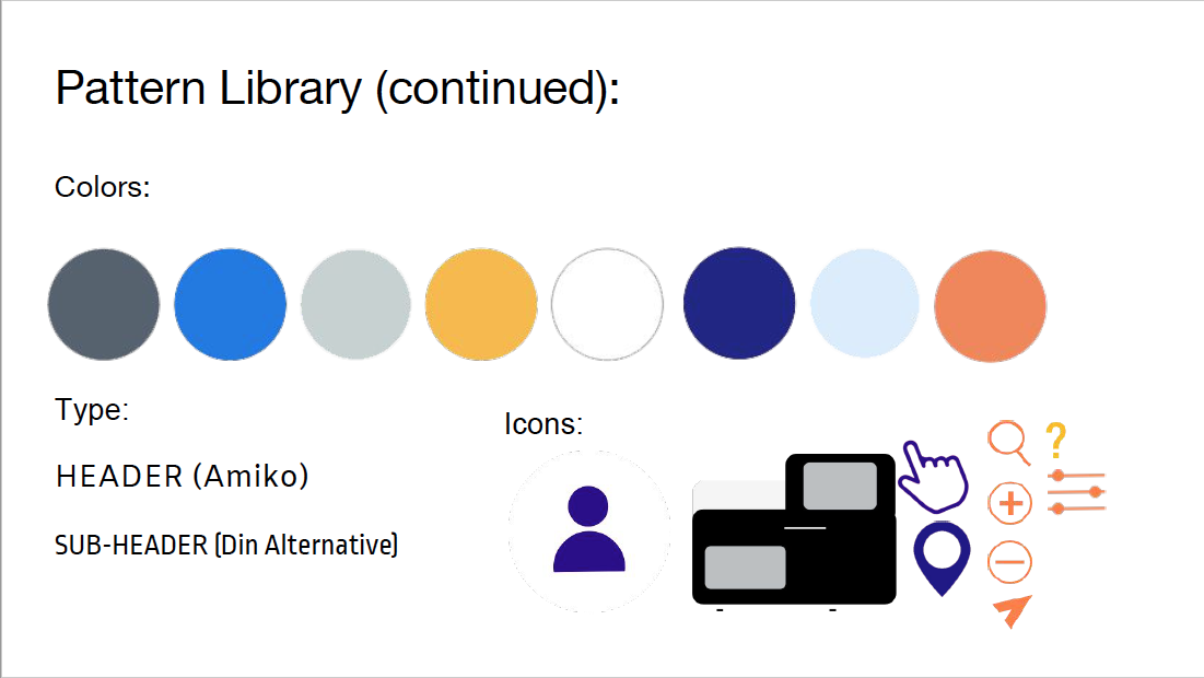 digital color palate and web icons on a draft sheet.